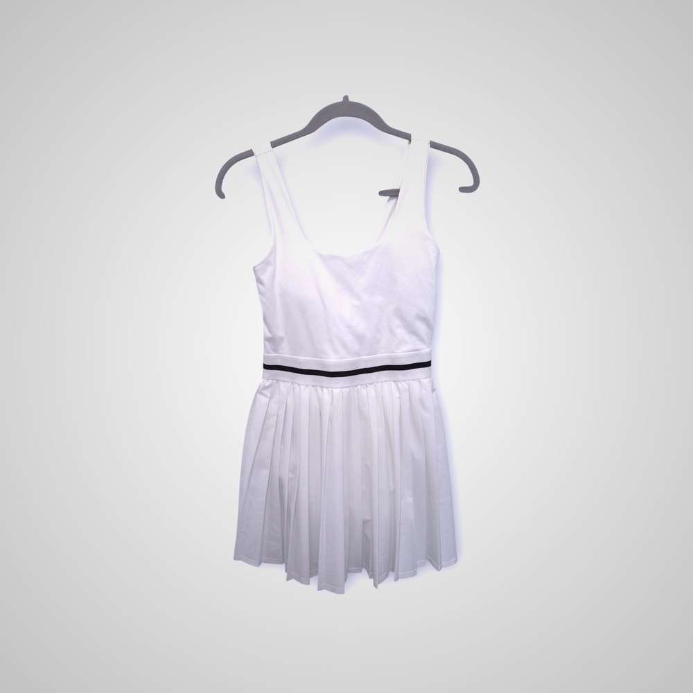 All in Motion Women's White‎ Tennis Dress Athletic Pleated Black Trim S